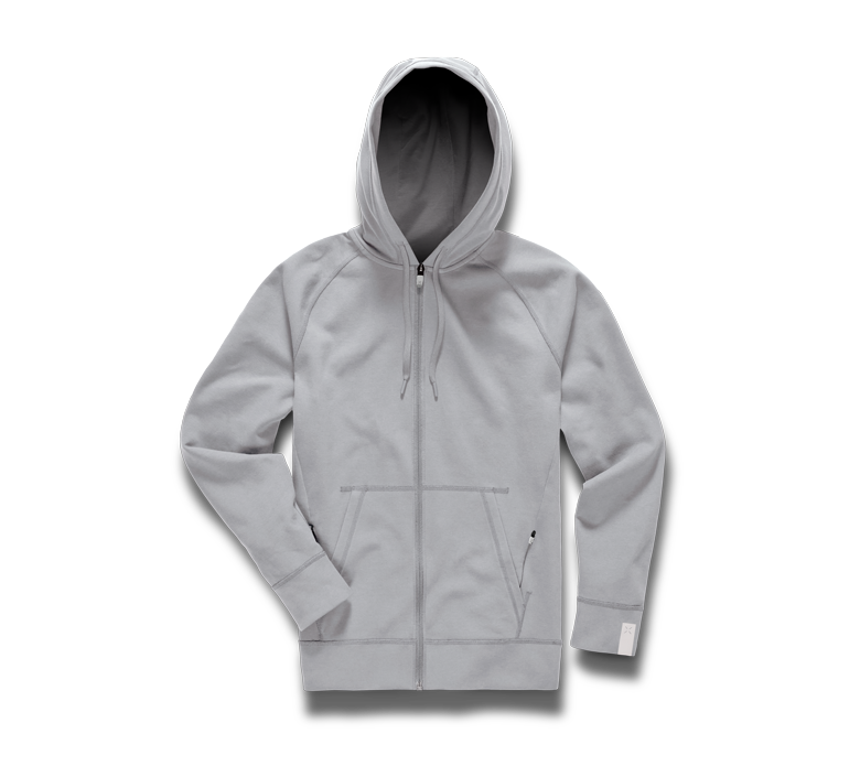 Midweight Tech Hoodie (Full Zip) - Light Grey/Full Zip