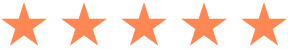 Five orange stars in a row on a white background.